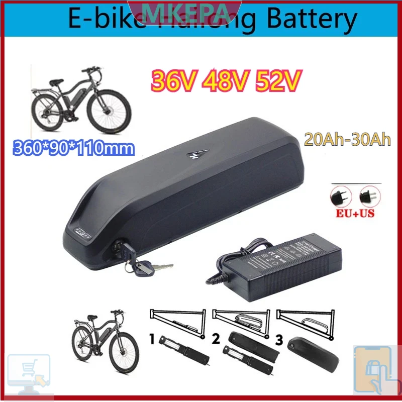 Ebike Battery 48V 20Ah Hailong - 36-48-52V untuk Sepeda Gunung Listrik dengan