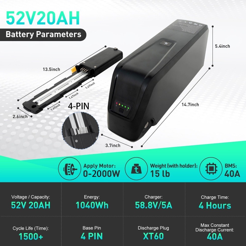 Ebike Battery 48V 20Ah Hailong - Baterai Hailong 52V 4-Pin / 5-Pin