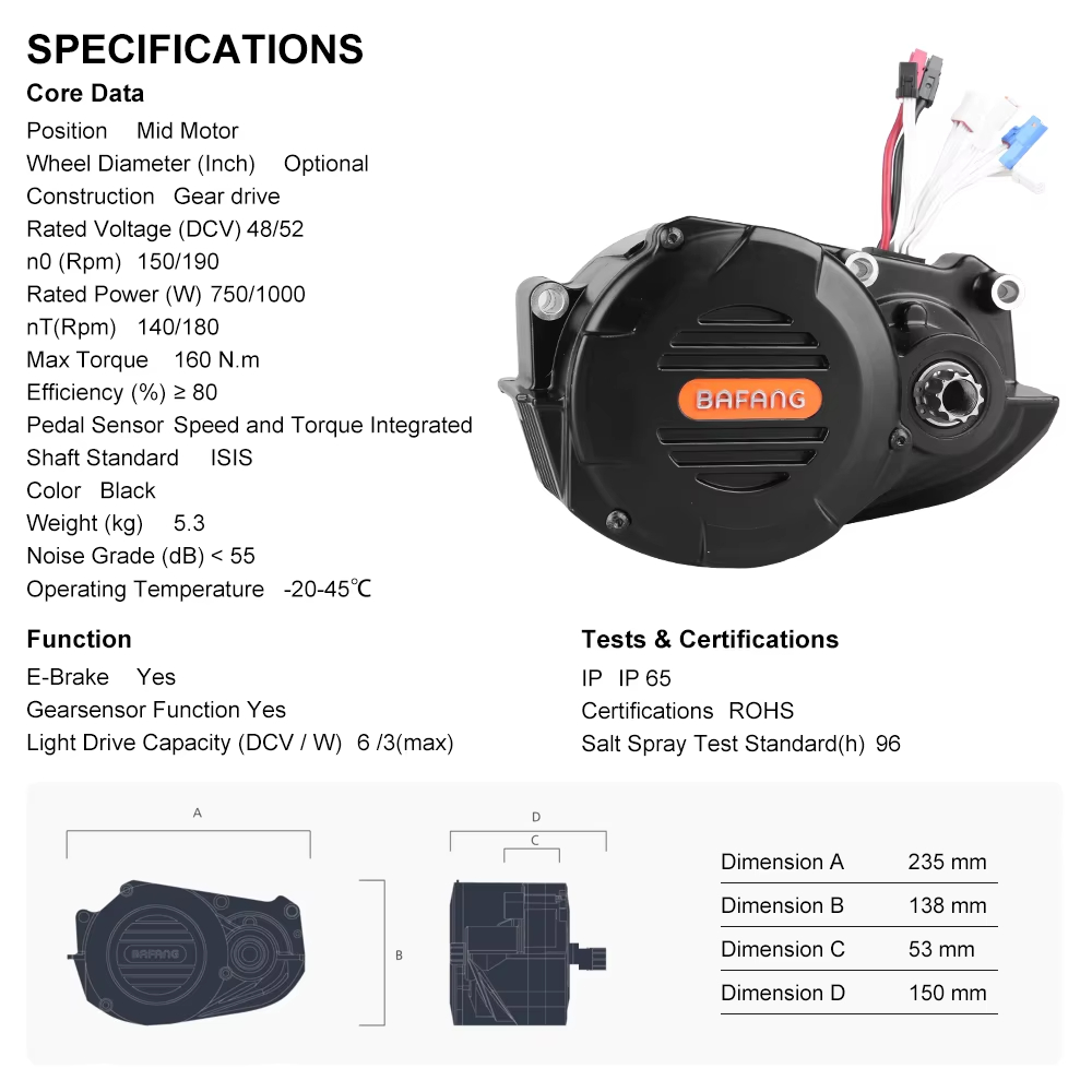 Kit Konversi Motor Penggerak T - Mid Drive Motor Kit 52V 1000W ulasan dan harga