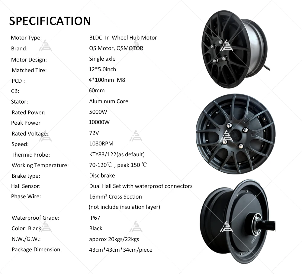QSMOTOR Kit Konversi Mobil Lis - 72V 5000W Hub Motor Kit ulasan dan harga